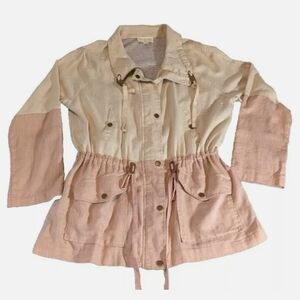 Blu Pepper snap and zip linen blend jacket with pockets